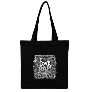 توتبگ کتان مشکی I Love Rap