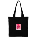 توت بگ کتان مشکی طرح تمبر گل بابونه قرمز