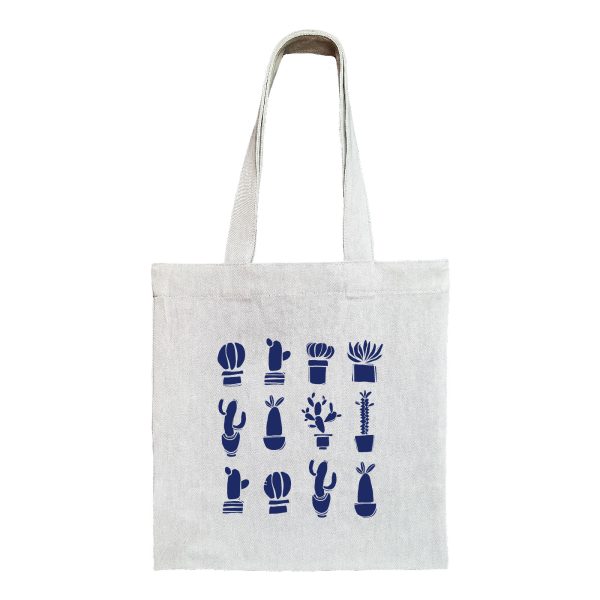 Gray cactus-1 توتبگ کتان خاکستری Cactus Garden - Image 1