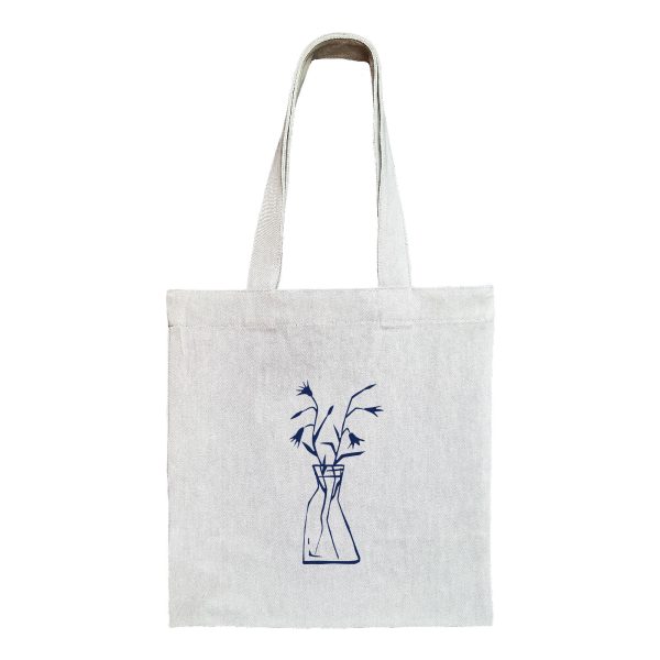 Gray glassvase-1 توتبگ کتان خاکستری چند شاخه گل - Image 1