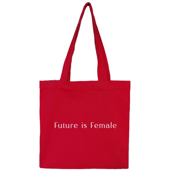 Red female-1 توتبگ کتان قرمز Future is Female - Image 1