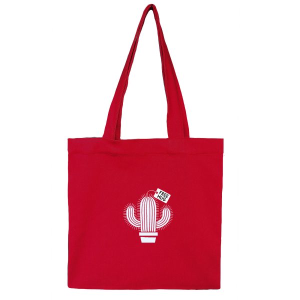 Red freehug-1 توتبگ کتان قرمز Free Hug - Image 1