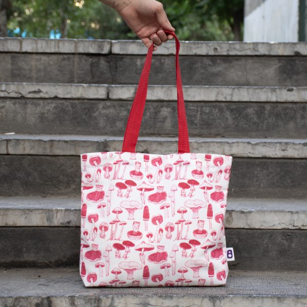 FullPrint-Totebag 12 اکوبگ قارچ های جنگل قرمز - Image 1