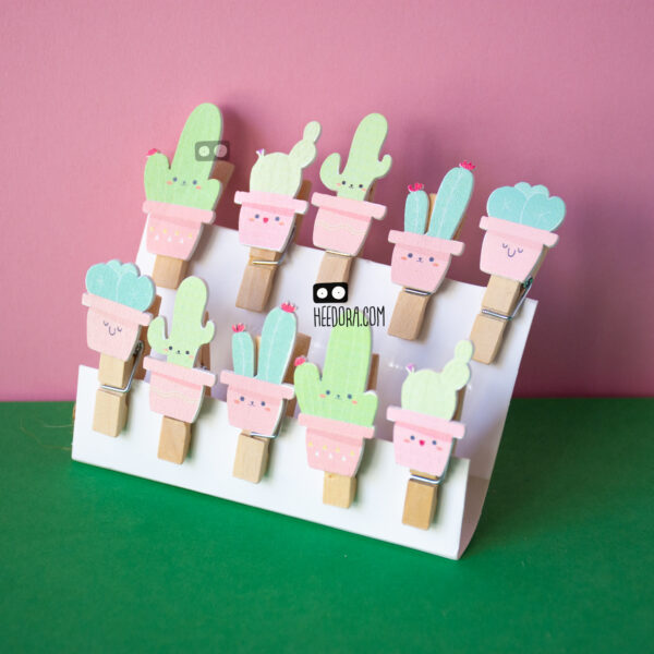 گیره چوبی کاکتوس های خوشحال - Image 4