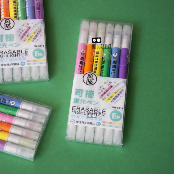 ماژیک هایلایتر دوسر پاک کن دار بسته ۶ عددی - Image 2