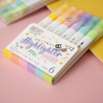 ماژیک هایلایتر پاستلی قلم مویی بسته ۶ عددی - Image 2