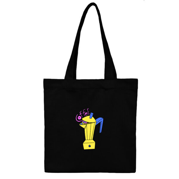Cotton totebag-Black-Mokapot-1 توتبگ کتان مشکی MockaPot - Image 1