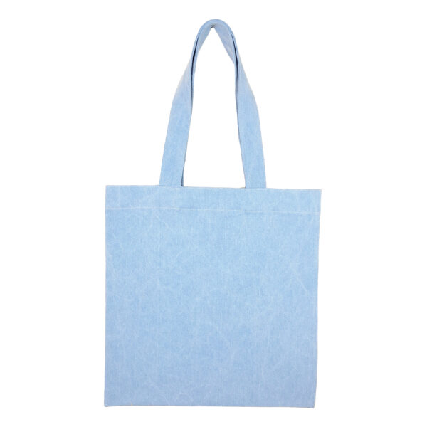 Cotton totebag-Blue-Back-1 توتبگ جین آبی روشن ساده Basic - Image 1