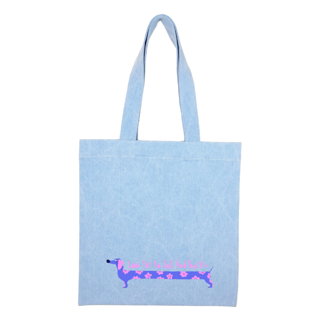 Cotton totebag Blue Dachshund 1 | هیدورا