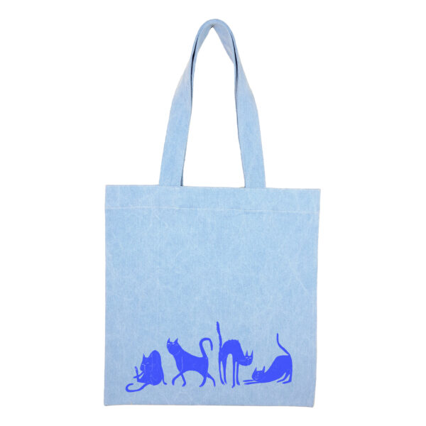 Cotton totebag-Blue-EkabatanCatB-1 توتبگ جین آبی روشن گربه های اکباتان آبی - Image 1