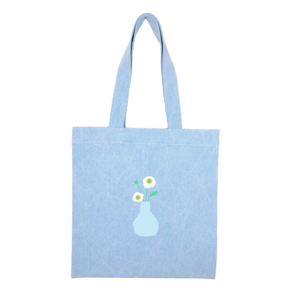 Cotton totebag-Blue-Goldoonemaman-1 توتبگ جین آبی روشن گلدون مامان - Image 1