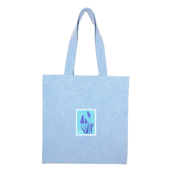 توتبگ جین آبی روشن طرح تمبر گل کلاغک - Image 2