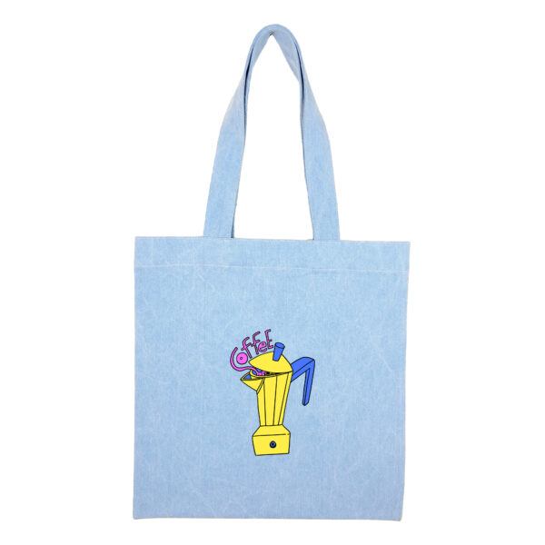 Cotton totebag-Blue-Mokapot-1 توتبگ جین آبی روشن MockaPot - Image 1