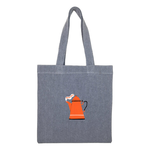 Cotton totebag-Gray-Coffee-1 توتبگ جین ذغالی Coffee Pot - Image 1
