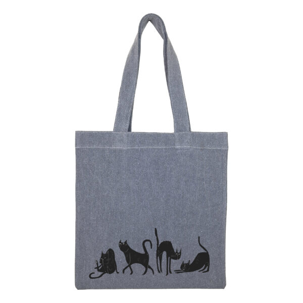 Cotton totebag-Gray-EkabatanCat-1 توتبگ جین ذغالی گربه های اکباتان - Image 1