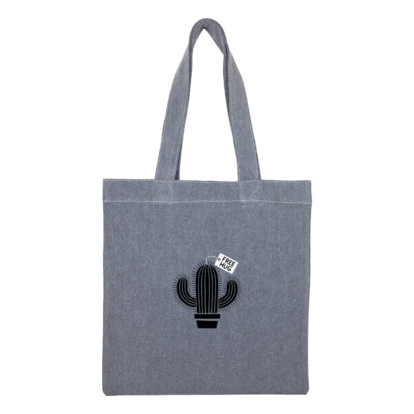 Cotton totebag-Gray-FreeHug-1 توتبگ جین ذغالی Free Hug - Image 1