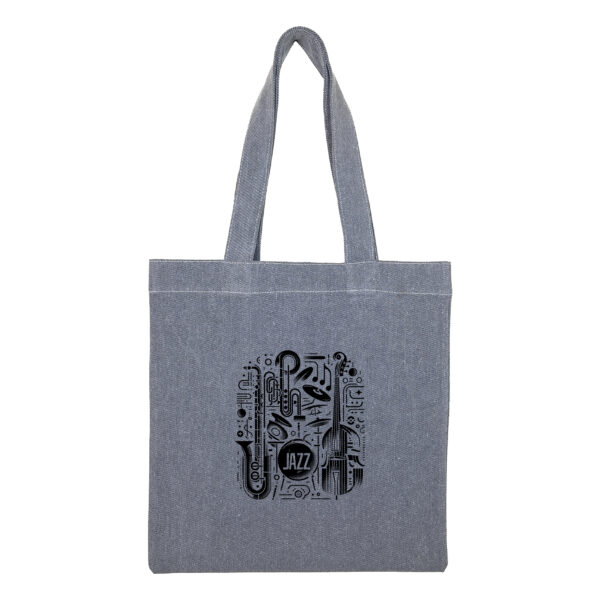 Cotton totebag-Gray-Jazz-1 توتبگ جین ذغالی Jazz Lover - Image 1