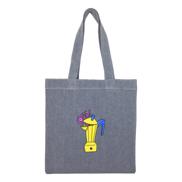 Cotton totebag-Gray-Mokapot-1 توتبگ جین ذغالی MockaPot - Image 1
