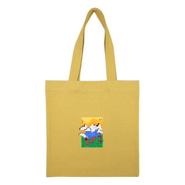 Cotton totebag-Mustard-Damavand-1 توتبگ کتان خردلی دماوند - Image 1