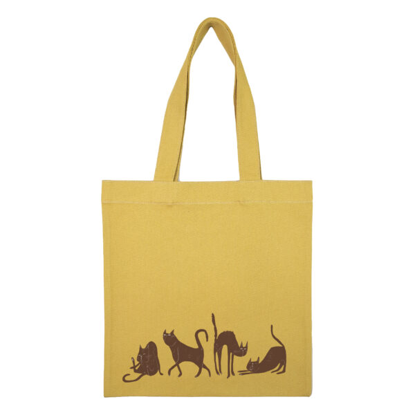 Cotton totebag-Mustard-EkabatanCat-1 توتبگ کتان خردلی گربه های اکباتان - Image 1