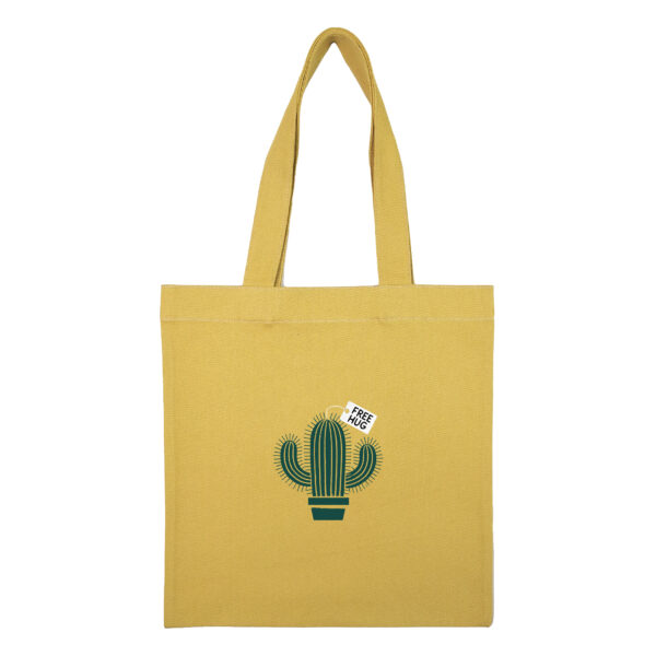 Cotton totebag-Mustard-FreeHug-1 توتبگ کتان خردلی Free Hug - Image 1