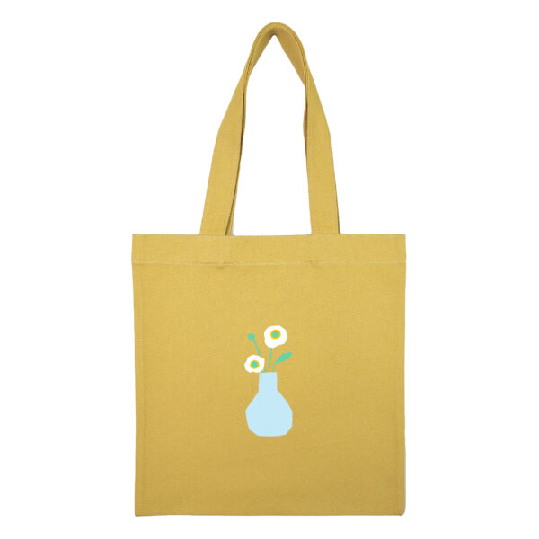 توتبگ کتان خردلی گلدون مامان - Image 1