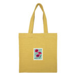 توتبگ کتان خردلی طرح تمبر گل شقایق - Image 2