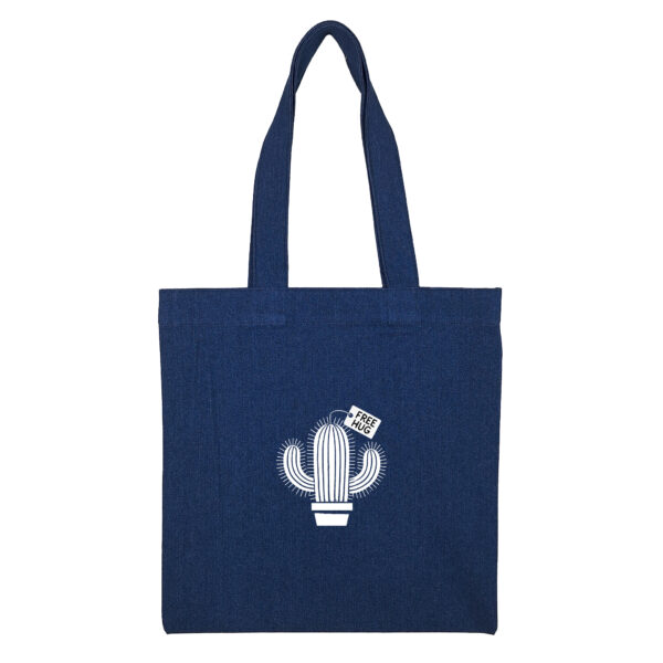 Cotton totebag-Navy-FreeHug-1 توتبگ جین سورمه ای Free Hug - Image 1