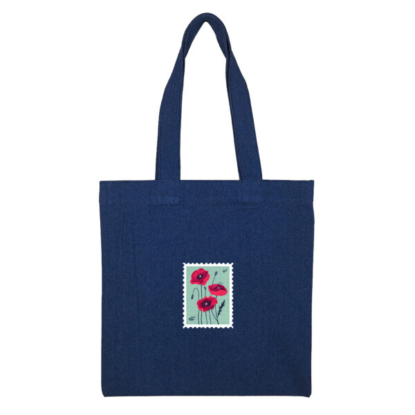 توتبگ جین سورمه ای طرح تمبر گل شقایق - Image 1